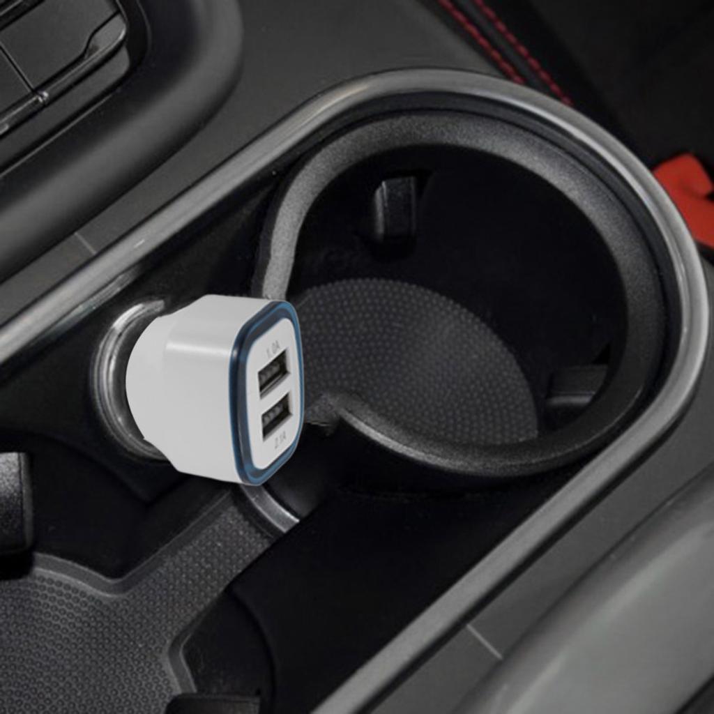 LF Square Car-charger Adapter Socket Dual USB Quick Charge Mobile Charger LED