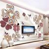 Diamond Flower Wallpaper Butterfly Jewels Wall Murals, European Style Living Room Bedroom Large Size Wallpaper