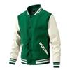 Men's Autumn/Winter Fashion Baseball Jacket - Wool & PU Sleeve Casual Outerwear