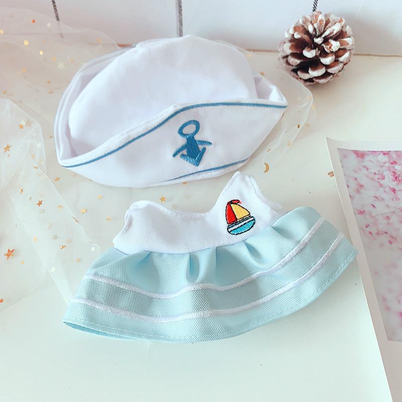 

20cm Doll Clothes Lovely Hat navy uniform Suit Outfit Dolls Accessories for Korea Kpop EXO Cotton Idol Dolls Present DIY Playthings