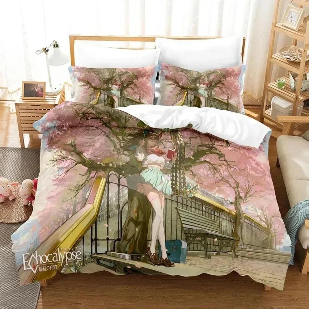 Anime Echocalypse Game Printed Bed Set Duvet Cover Pillowcase Bedding Set Bed Linen Sheet Quilt Cover Full Queen King Size