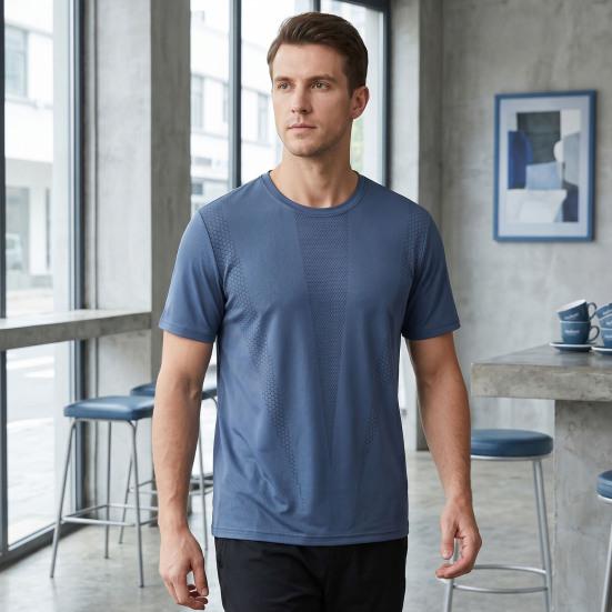 Men Athletic T-shirt Breathable Quick-Drying Summer Sports Tee Mesh Loose Fit T-shirt for Gym Outdoor Workout