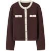 JUZUI Jacquard Sequin Yarn Contrast Sweater