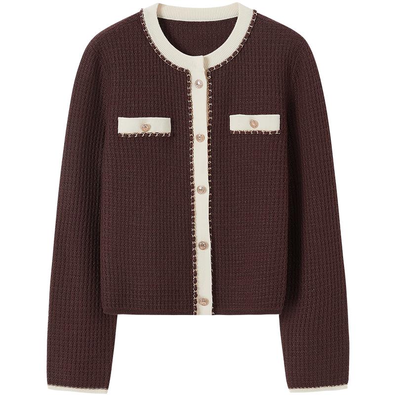 JUZUI Jacquard Sequin Yarn Contrast Sweater