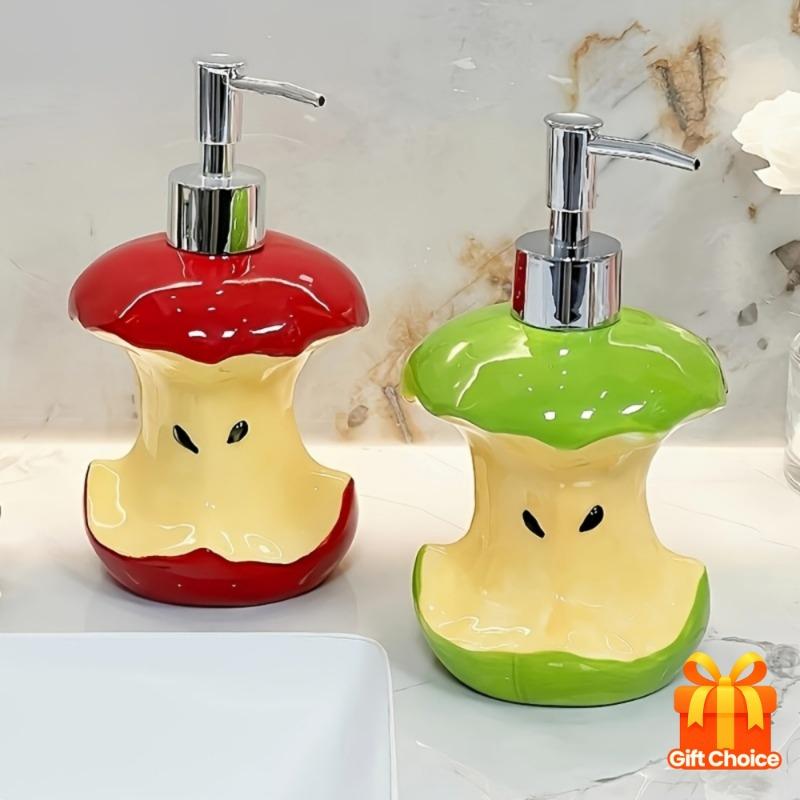 Apple Core Shaped Ceramic Soap Dispenser, Ins Style Lotion Bottle for Shampoo Shower Gel, Home Decor Gift