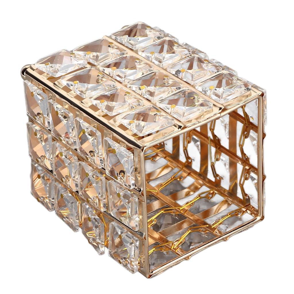 European Style Crystal Storage Box Crystal Jewelry Trinket Box Square Earrings Rings Organizer for Gift Giving Home