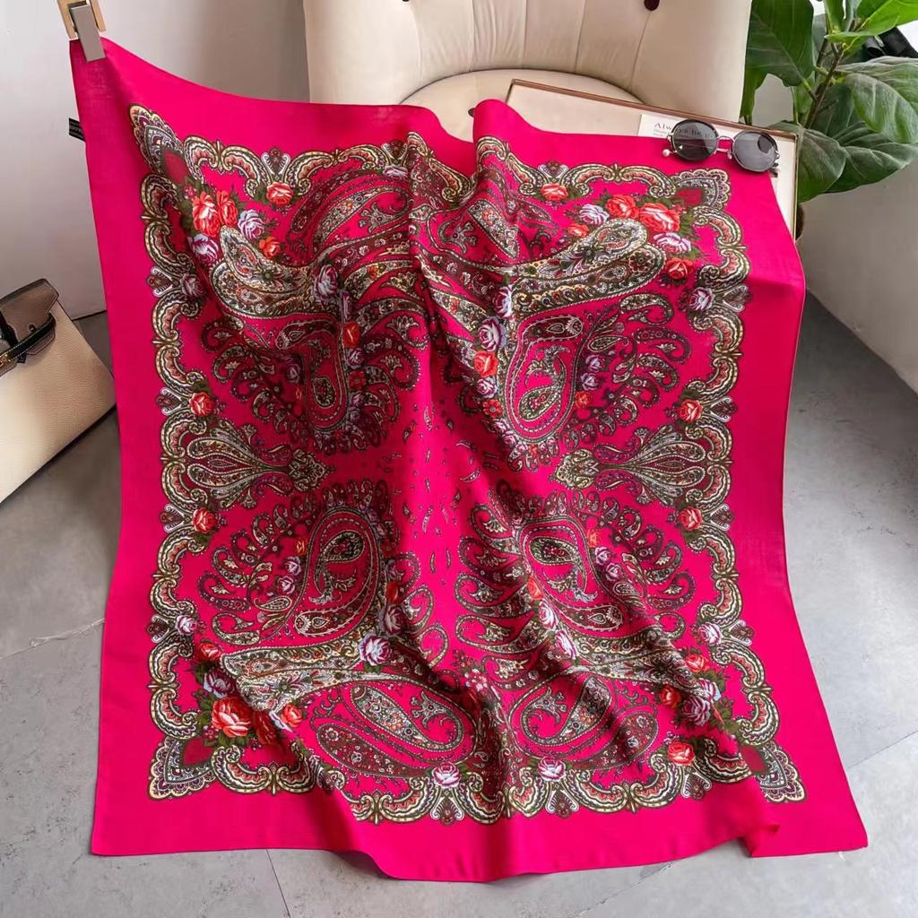 110*110Cm Russian Square Scarf Women Floral Cashew Print Bandana Shawl Babushka Head Scarves Female Ethnic Paisley Shawls