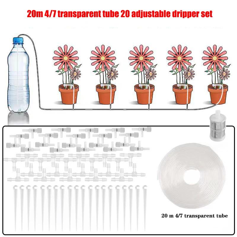 Garten Tropfbewässerungsset mit Regulierventil Topfpflanzen Bewässerungsgerät 4/7mm Schlauch Bewässerung Sparen Mikro-Tropfer Gewächshaus