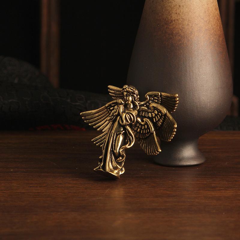 Figurine Angel Brass Creative Sixwinged Bronze Ornament For Desktop Decoration
