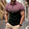 Men'S Short Sleeve Zipper Polo Shirt Interface Color 3D Printing Business Fashion Casual Shirt