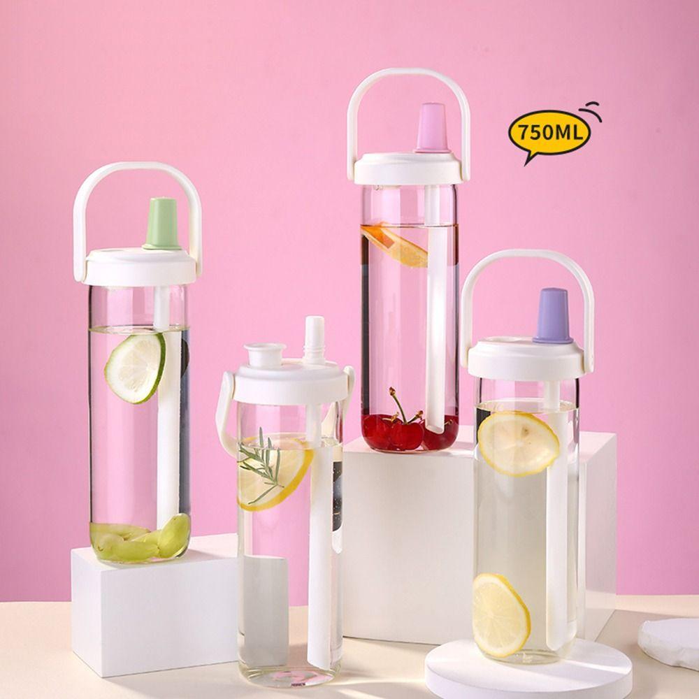 Plastic Pearl Milk Tea Straw Cup Straigh Drinking Drink Cup Portable Water Cup  Student