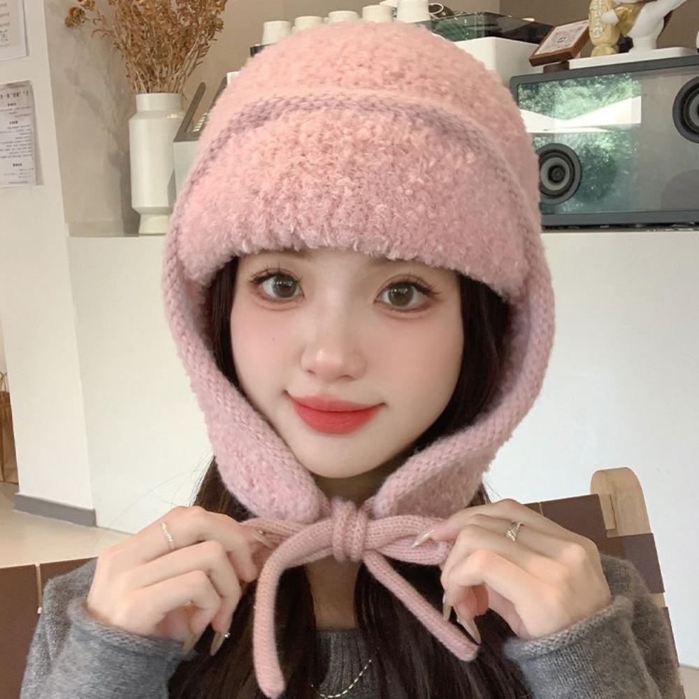 Warm Knitted Hat Plush Beanies Cap Cute Winter Hat