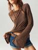 Elegant Bell Sleeve Knitwear Long Sleeve T-shirt