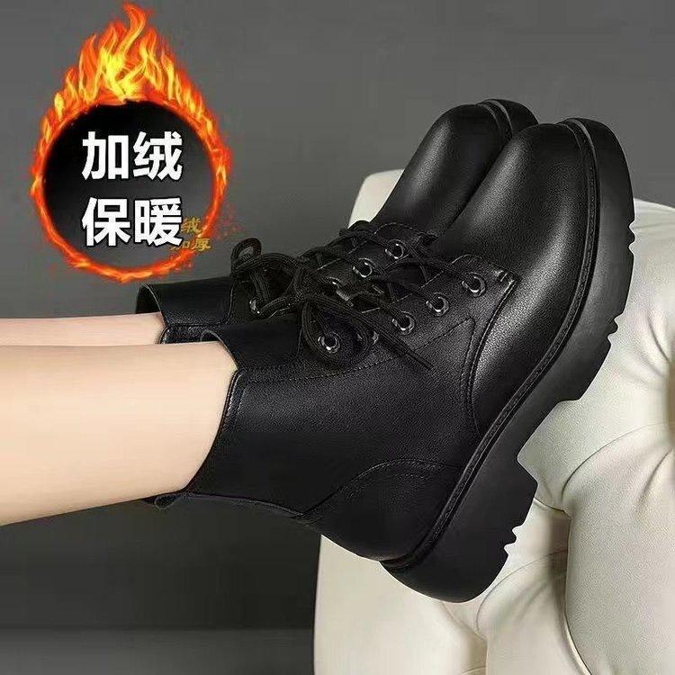 

Универсальные женские ботинки Мартин из мягкой кожи, британские хлопковые туфли на плоской мягкой подошве, новинка осени и зимы 2025 года, на толстой подошве, нескользящие, короткие b из бархата 40