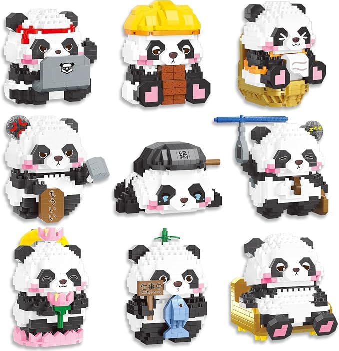 

SeaRain Panda Building Blocks, 9-Piece Set, Mini Giant Panda Building Blocks, DIY Gift for Kids and Adults, Assembly Compatible