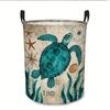 1pc, Dokriy, Turtle Shell Design Laundry Basket Rustic Style Polyester Clothing Storage Basket Shell Pattern Lightweight Compact Storage Basket Coasta