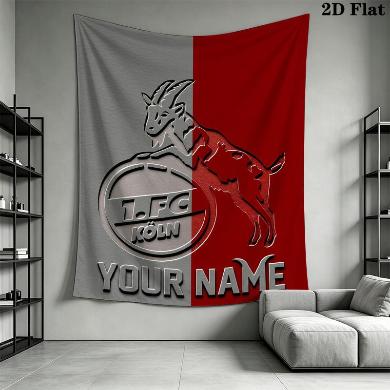 Custom Name FC KÖLN Wall Tapestry Aesthetic Wall Hanging Printed Fabric Blanket Decorative Tapestries for Bedroom Living Room Home Decor