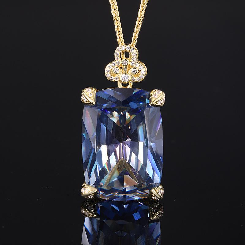 Ювелирные изделия Медное основание Позолоченное Имитация Цветного Сокровища Щедрое Бриллиантовое Золотое Подвесное Ожерелье 20 * 28