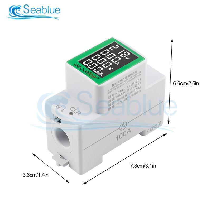 AC50-300V/100A Voltage And Current Test Meter Tester AC Digital Display Multi-function Rail Meter