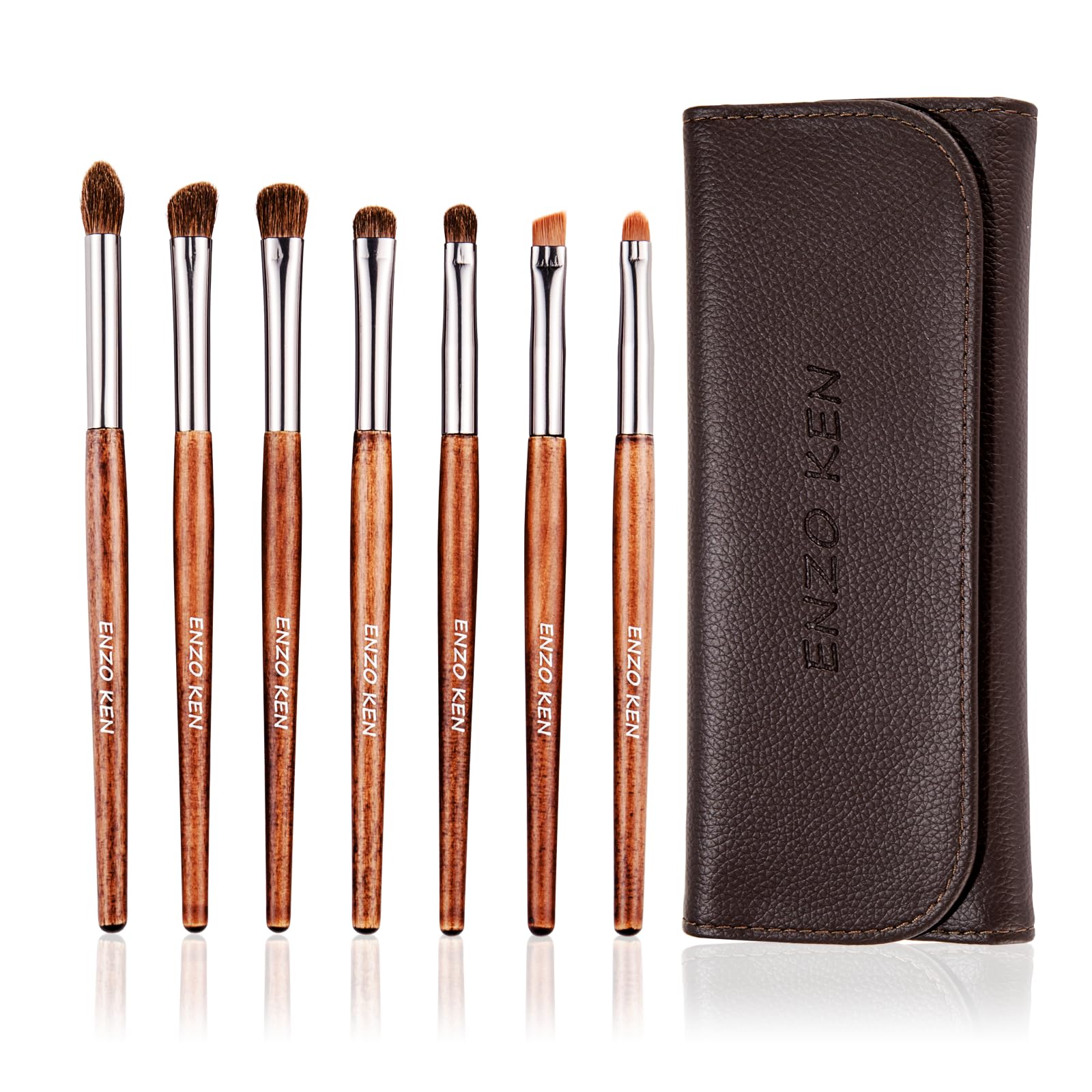 

ENZO KEN Natural Pony Hair Wood Eyeshadow Brush Set with Makeup Professional Eye Makeup Brush Travel Brush for Under Nose Eyeliner and Super Soft