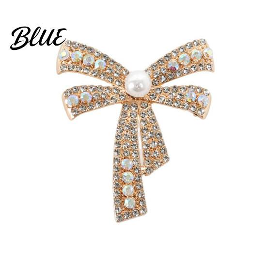 Scarf Brooch Clip Bowknot Design Pin for Women Faux Pearl