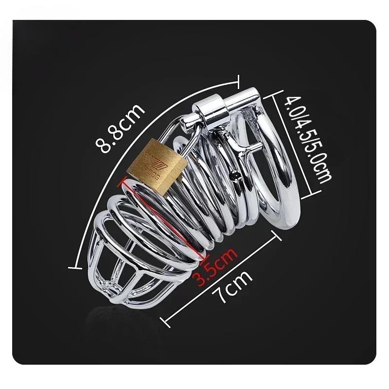 Metal Cage Chastity Device Hollow Breathable Adult Toy Erotic Urethral Lock Ring Sex Toys for Bondage Gear