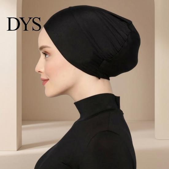 Cotton Undercap Women Solid Color Non-slip Stretch Headscarf Cap Breathable Under Head Wrap Scarf Hat Bonnet Night Sleep Headwear