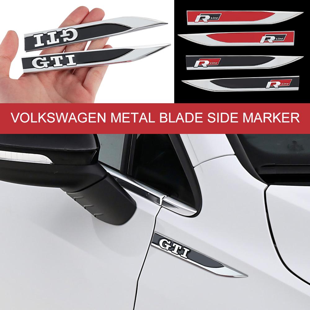 2pcs Metal Logo Car Fender Sticker Side Leaf Board Decal Car Sticker For VW GTI Golf 6 MK4 Jetta Bora Tiguan Passat Accessories Mo0