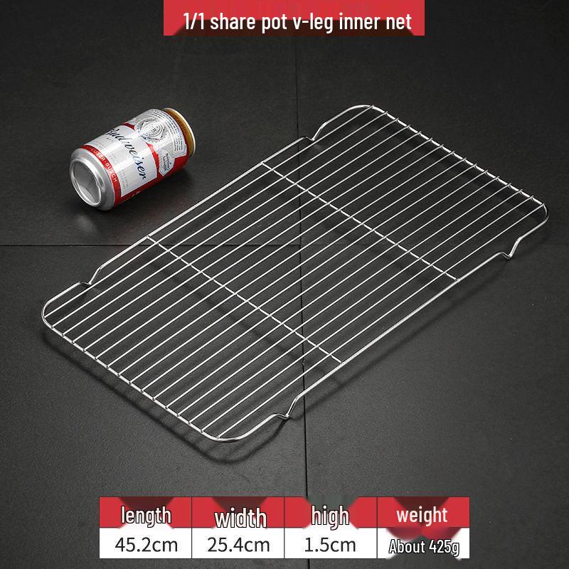 Rektangulært grillnett og tørkestativ i rustfritt stål med V-bendesign