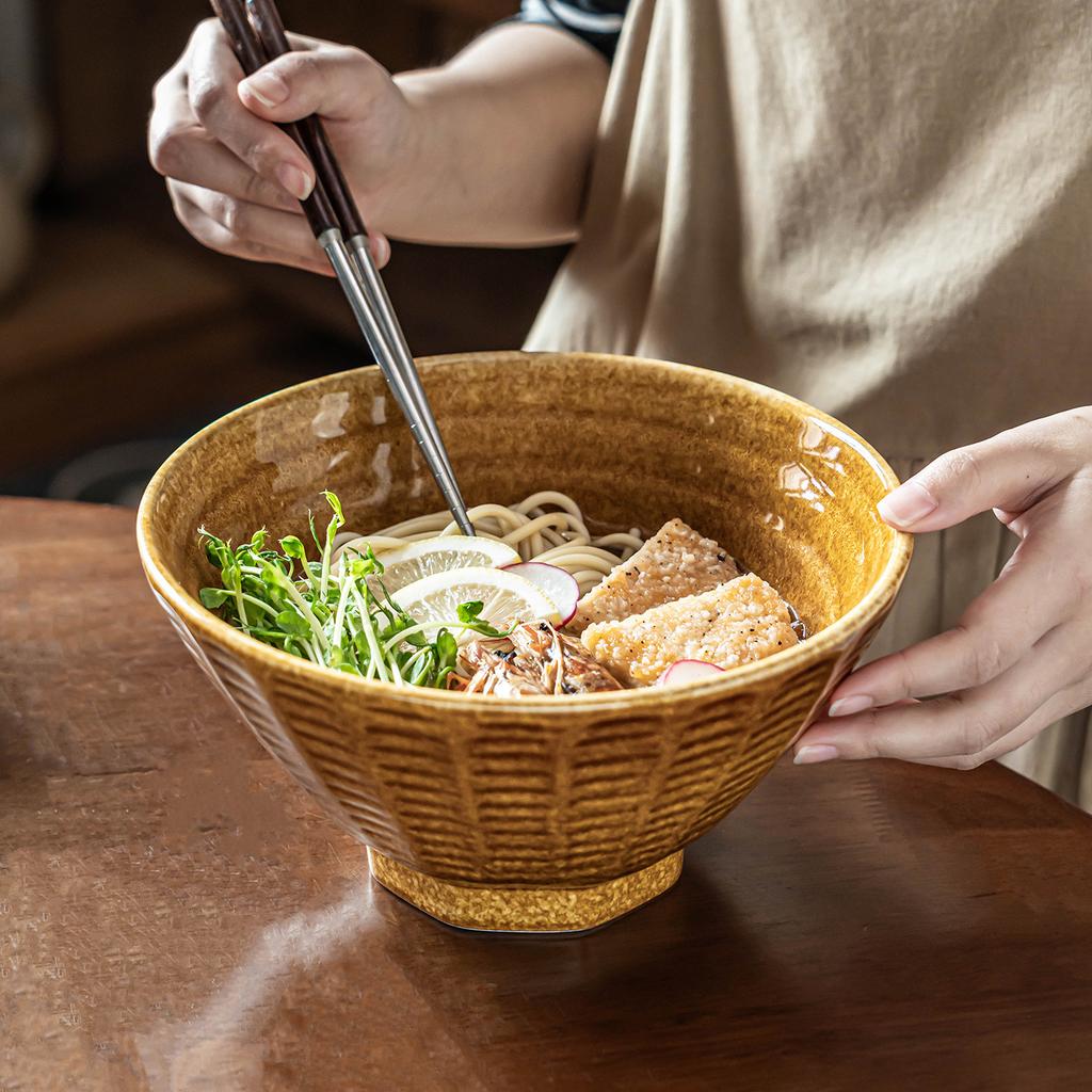 Retro Ramen Bowl Household Large Ceramic Bowl Hat Bowl Tableware Bowl Restaurant Hotel Noodle Restaurant Special Bowl