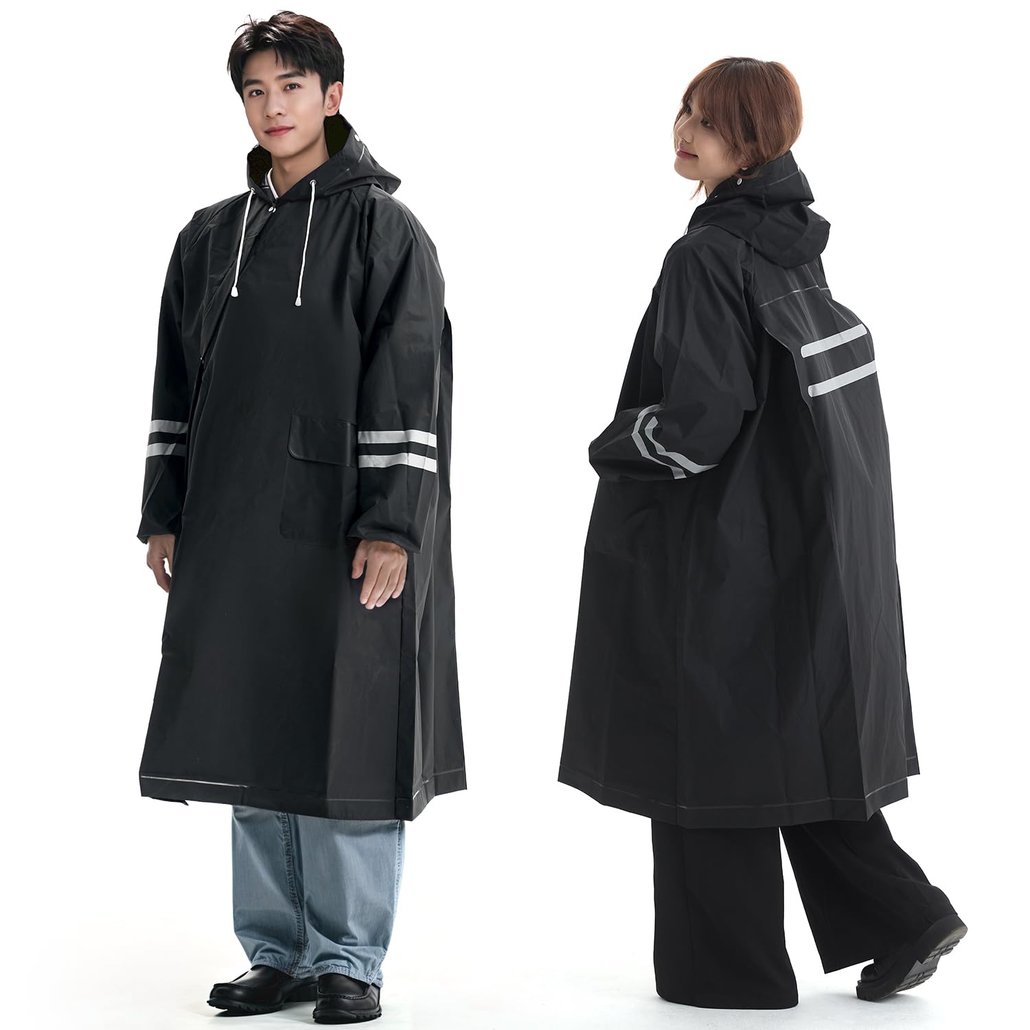 

Дождевик для велосипедов Новый дизайн с диагональной молнией и двойной дождевик для женщин и рюкзак с двойной водонепроницаемой эластичной школьной [JOYICAR] [2025] чёрный