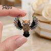 Decorative Clothing Accessory Colorful Rhinestone Owl Brooch Pin, Bird Shape Lapel Pin for Suit Dress Scarf Hat Bag Decoration, Gift Men Women Shiny