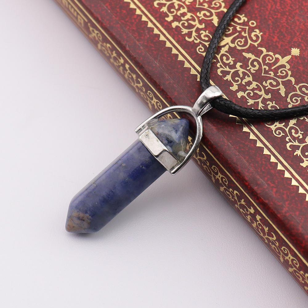 Handmade Amethyst & Rose Quartz Hexagonal Pendant Necklace N760