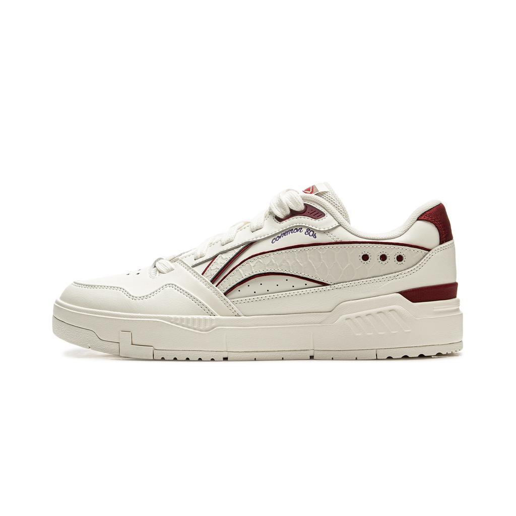 New LiNing Common 80s Anti Slip And Wear Resistant Height Increasing Low Top Skateboard Shoes Men's White Red AGCV023-1