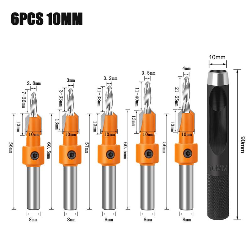 1Set Carbon Steel Woodworking Countersink Router Bit Screw Extractor Remon Demolition For Wood Milling Cutter