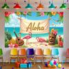 Sea Theme Banner Ukulele Flamingo Banner Luau Decoration Sea S Aloha Banner For Vacation Theme Beach Party Luau Event