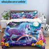 Magical Unicorn Garden 3pcs Bedding,Including 1pc Duvet Cover And 2pcs Pillowcases Perfect for Christmas,Ideal for Bedroom, Dormitory
