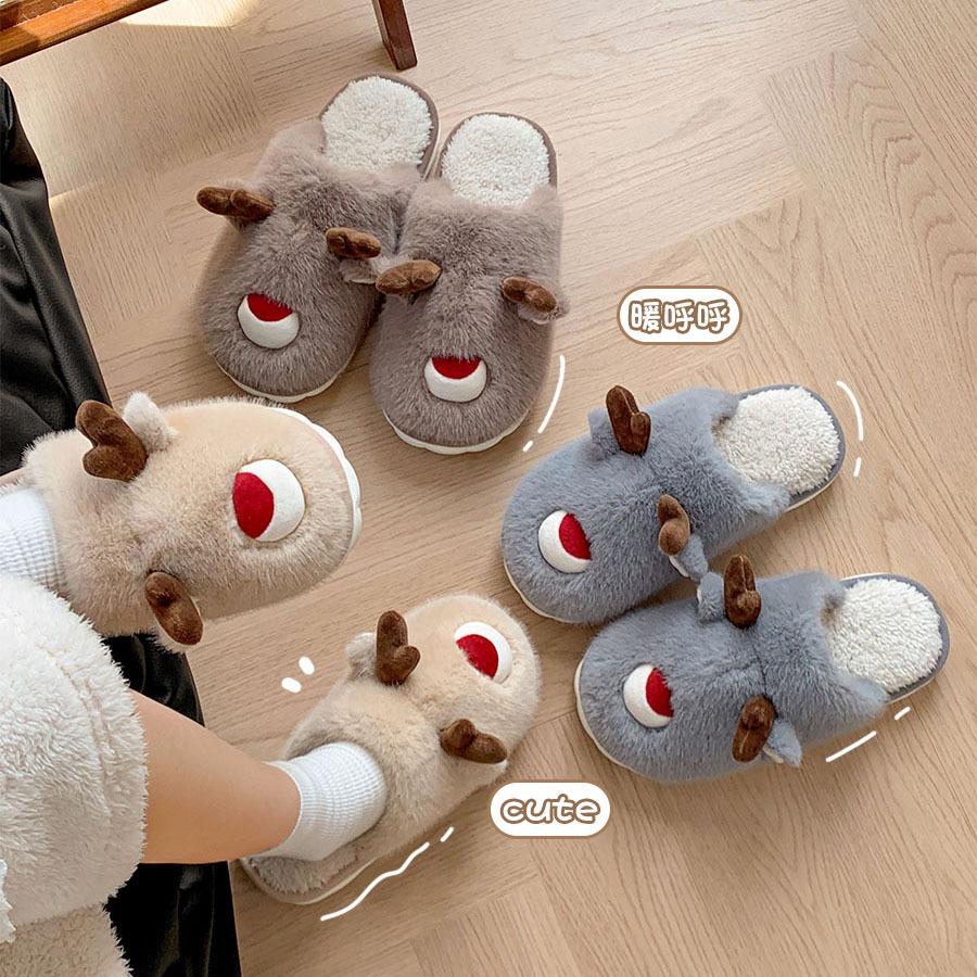 New Cotton Slippers Men's Autumn Indoor Home Cute Non-slip Warm Velvet Cotton Mop Outside Wear Parent-child Slippers