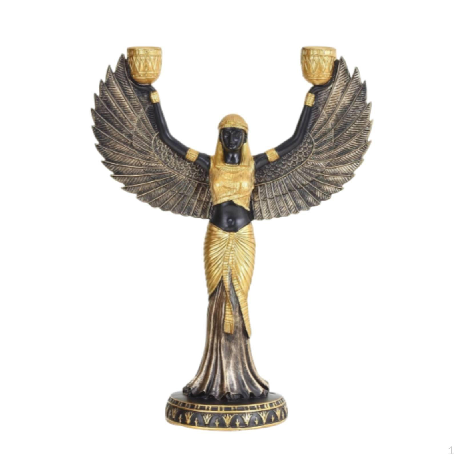 Ancient Deity Figurine Resin Pharaonic Sculpture Statue Winged for Collectors,