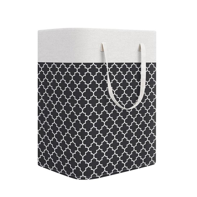 Striped Canvas Foldable Laundry Basket – Cotton Fabric Storage for Clothes and Quilts