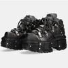 Vintage Spanische Panzersohle Metall High-Top Schuhe Rindsleder Plateau Kleine Lederschuhe Dunkel Punk Muffin Sohle Einzelne Schuhe Damen