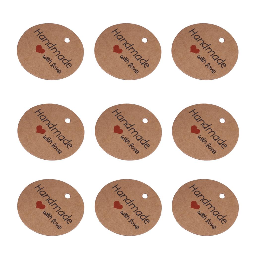 100 ks hnědých ručně vyráběných závěsných štítků na svatební dárky, visačky na dezerty, cenovky na šperky #3