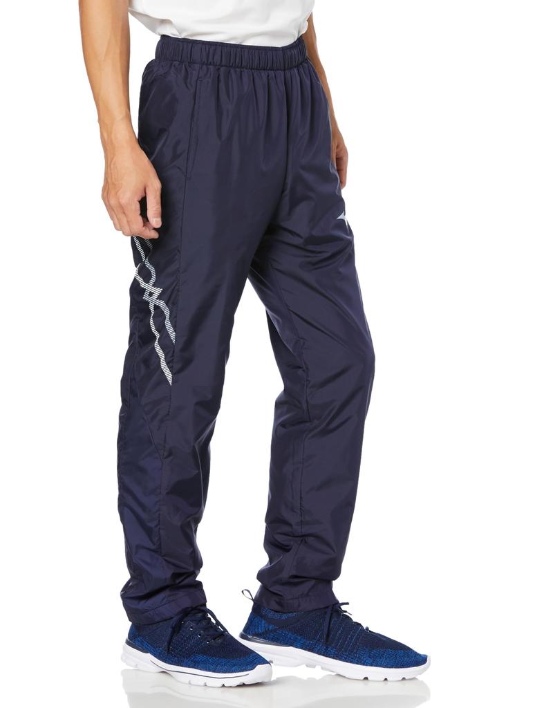 Mizuno 32MFA631 Breath Thermo Lined Warmer and Deep Size M MC-LINE Pants, Moisture-Wicking Heat-Generating, Navy/Silver,