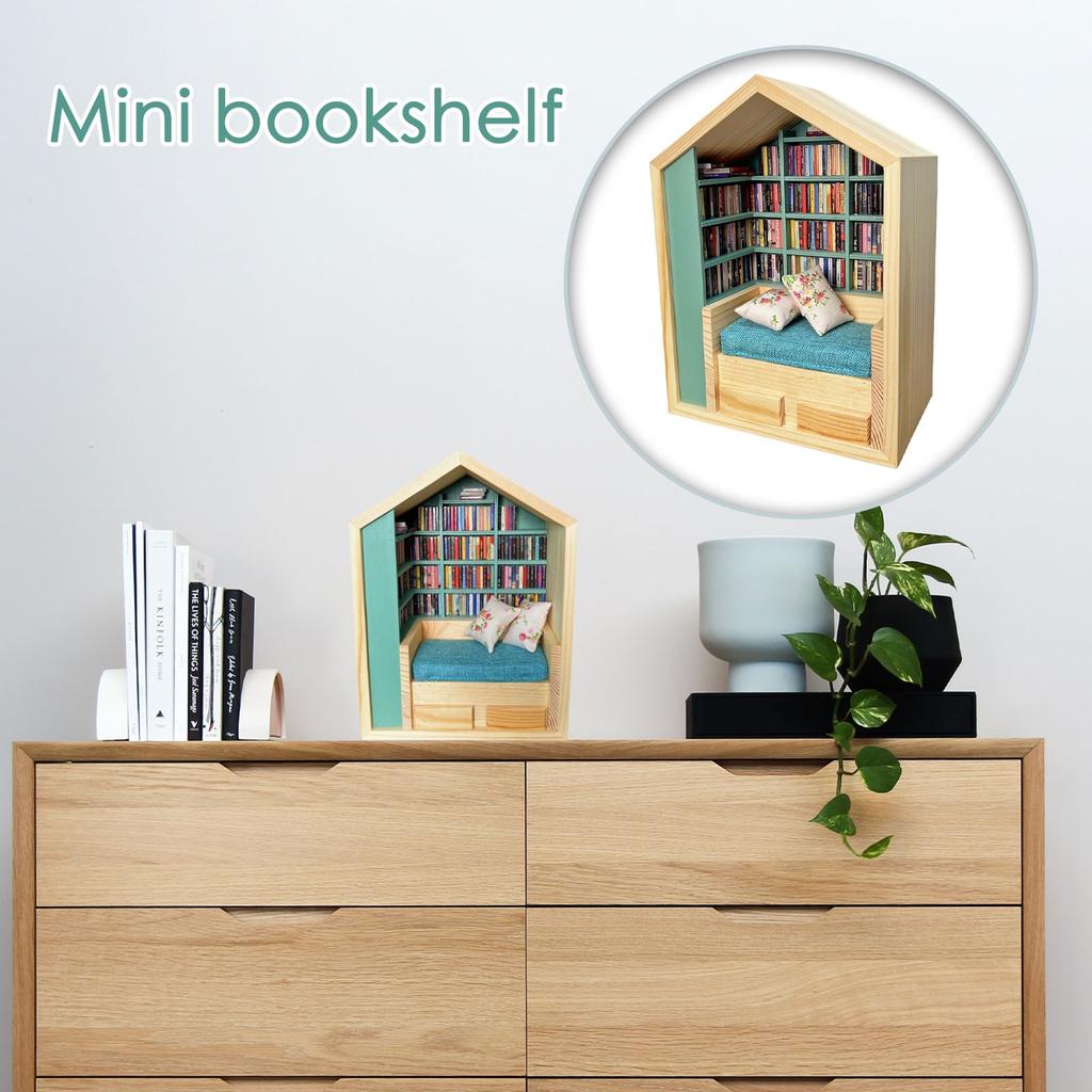 2025 New Handmade Room Box With Exquisite Wooden Scenes Unique Stress Books Decor Set Reliever Book-Room Miniature Bookshelf