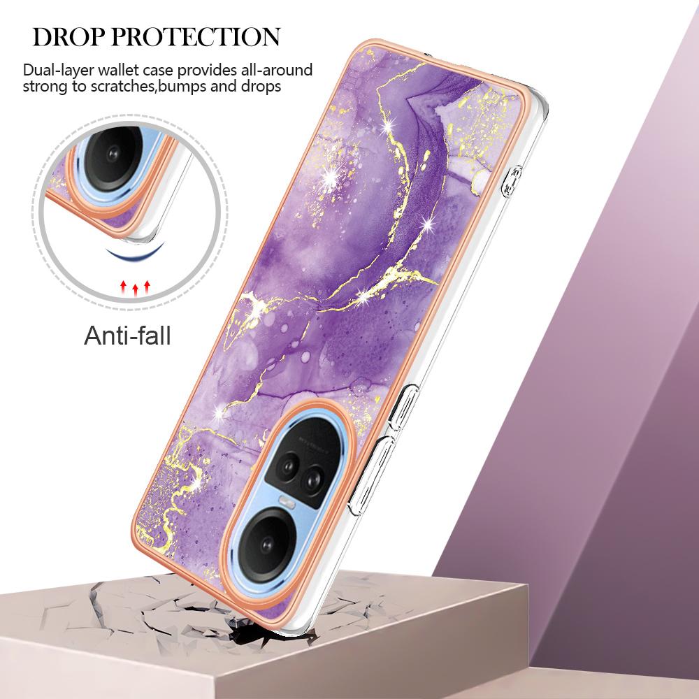 For Oppo Reno10 5G (Global) TPU Case with IMD Marble Pattern Electroplated Back Cover