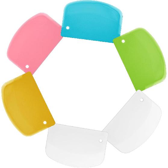 6Pcs Plastic Bench Scraper, BPA Free Food-Safe Bowl Scrapers for Bread Dough Kitchen Scrappers for Baking Cake Bread Fondant Icing, Versatile Kitchen