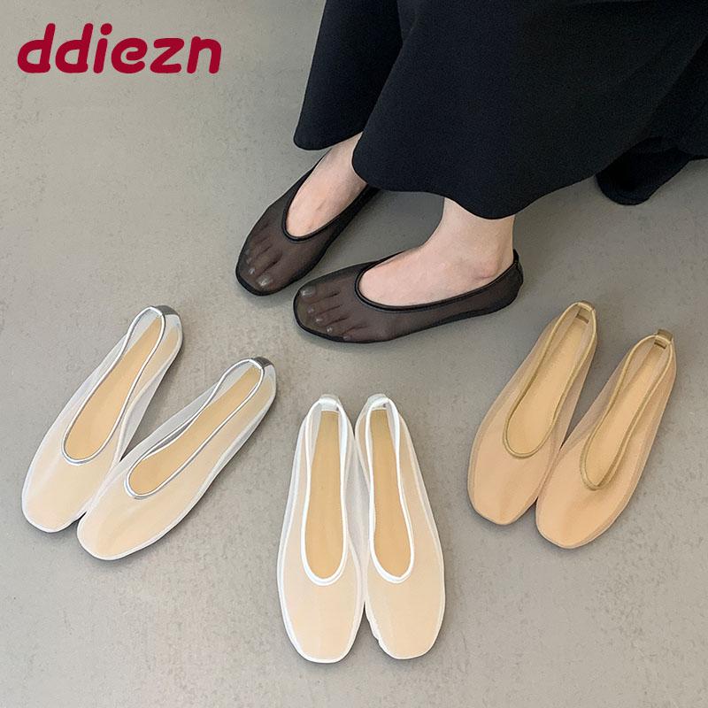 Fashion Fashion Shallow Women Ballet Flats Dance Shoes Luxury Female Slides Footwear Mesh Breathable Ladies Flats Slip On Shoes