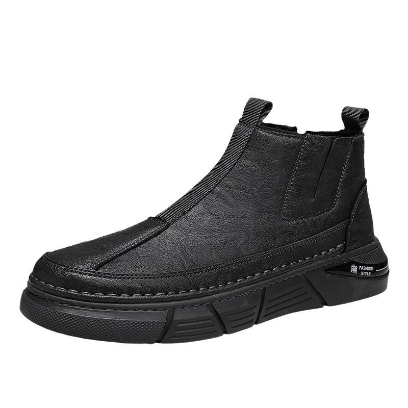 Autumn and winter new side zipper middle help casual tooling trendy shoes Martin boots retro men's shoes