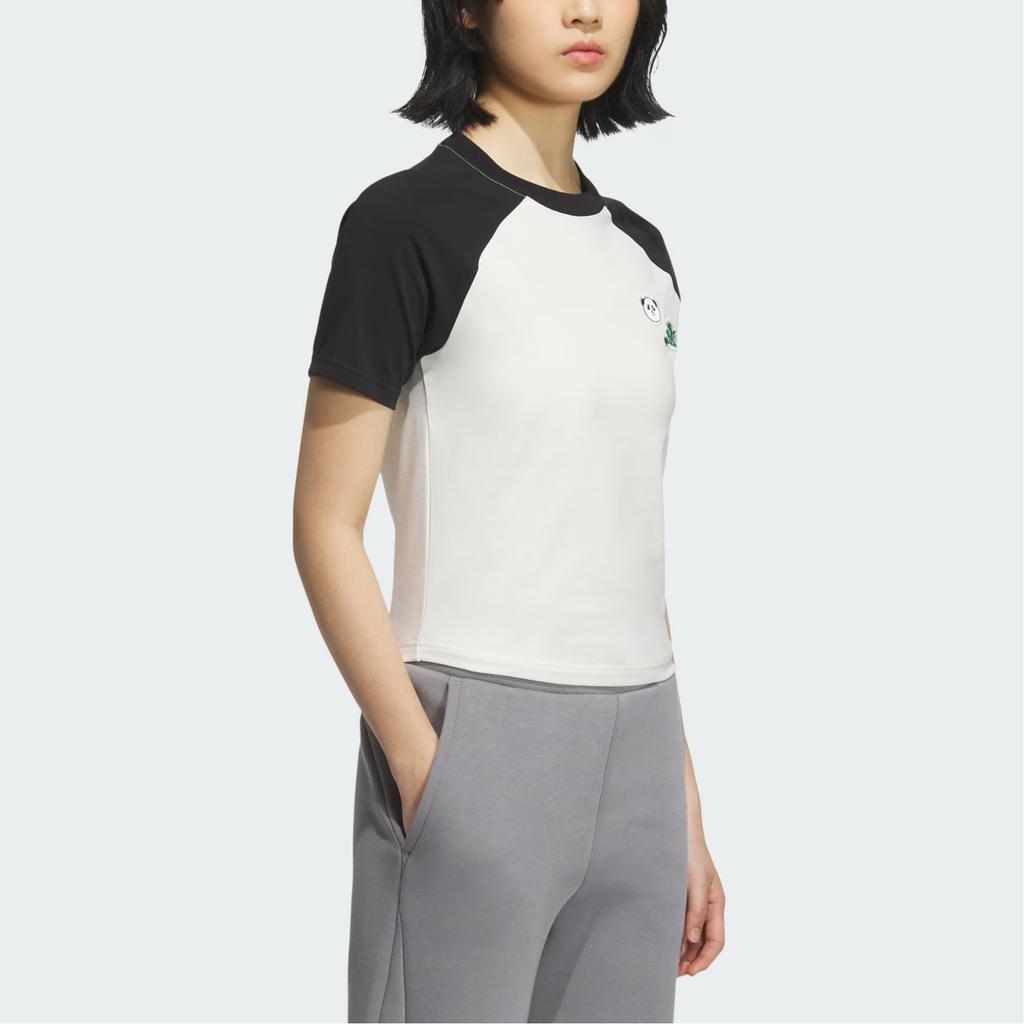 Adidas Graphic Raglan T-Shirt Women Tops Han-Jade-White Black KC0973