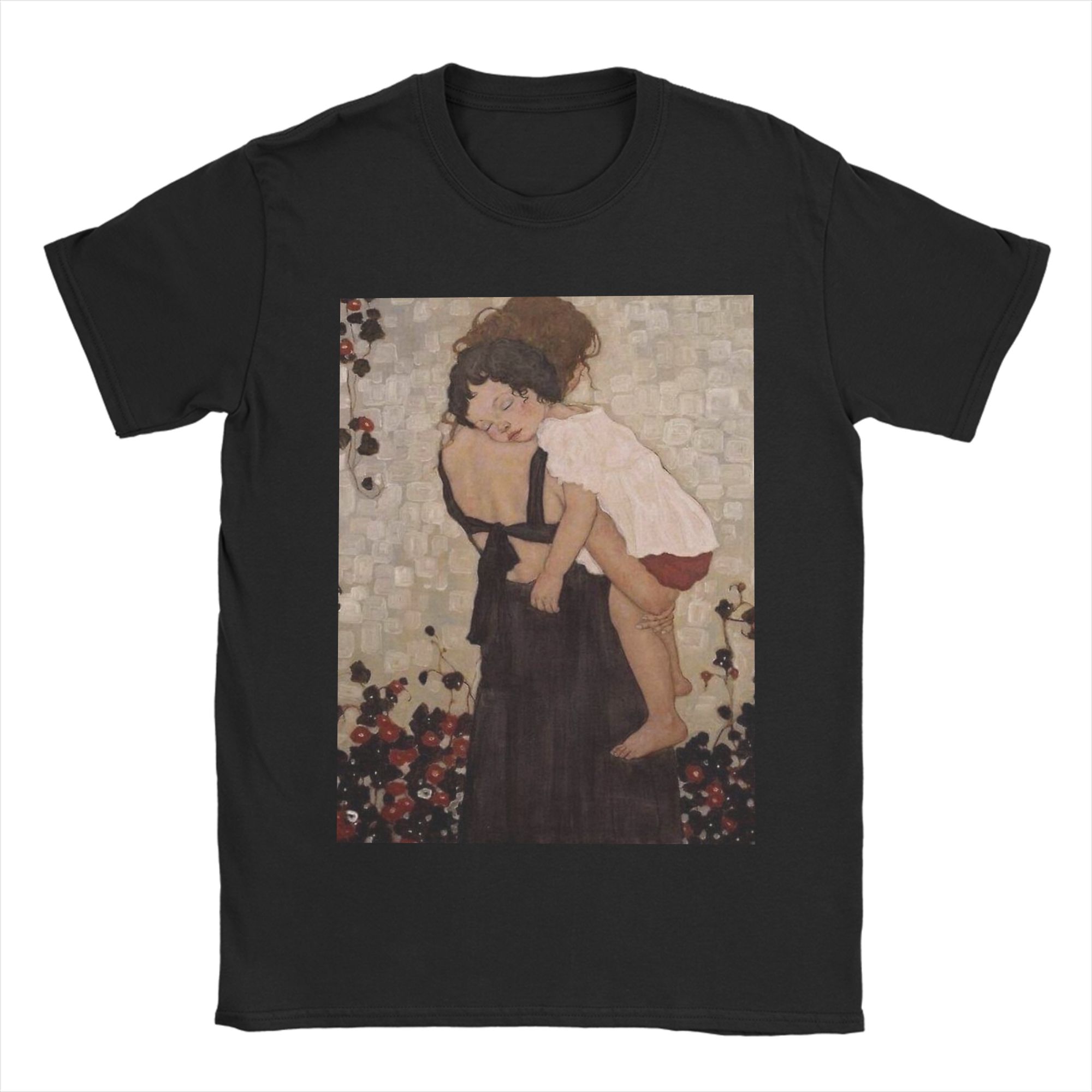 

Gustav Klimt Mother And Child High Resolution Tshirt Pure Cotton Clothing Short Sleeve Crew Neck Tees Graphic Printed T-Shirts 4XL